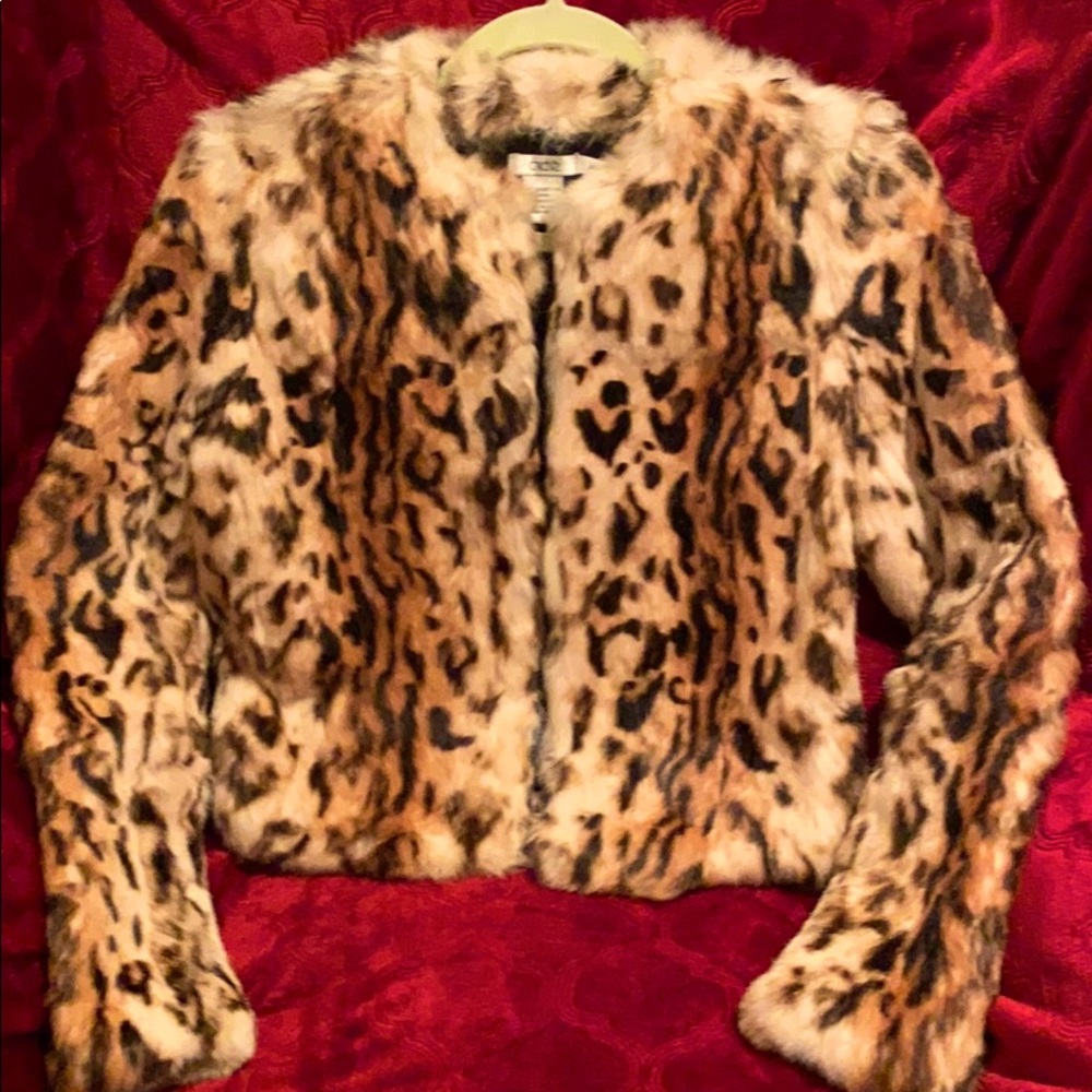 Gorgeous leopard print rabbit fur jacket